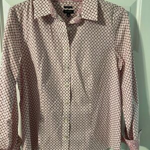Talbots Red and White Patterned Blouse